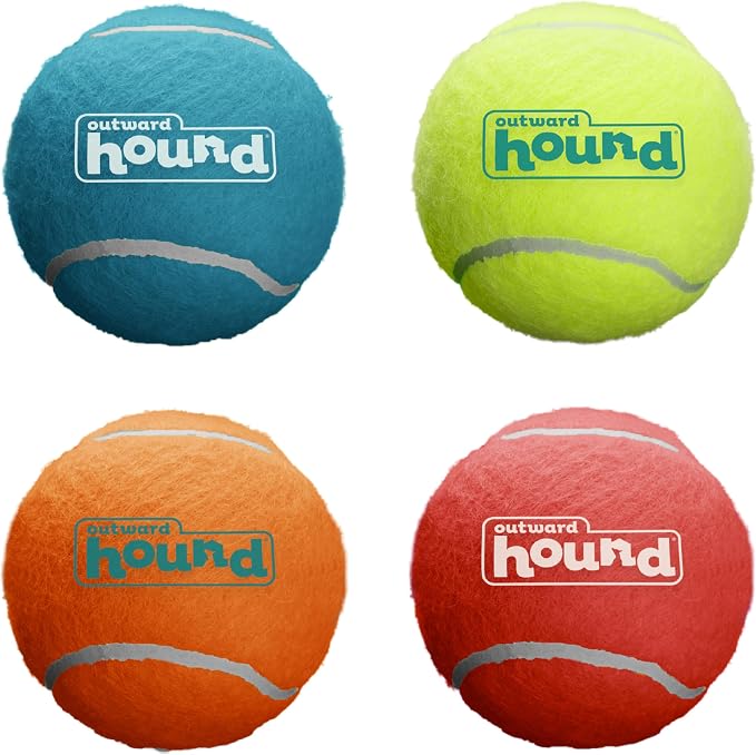 Outward Hound Squeaker Ballz – Squeaky Tennis Balls for Dogs Under 50 lbs, Interactive Dog Toy for Fetch & Training, Medium (2.5"), 4‑Pack