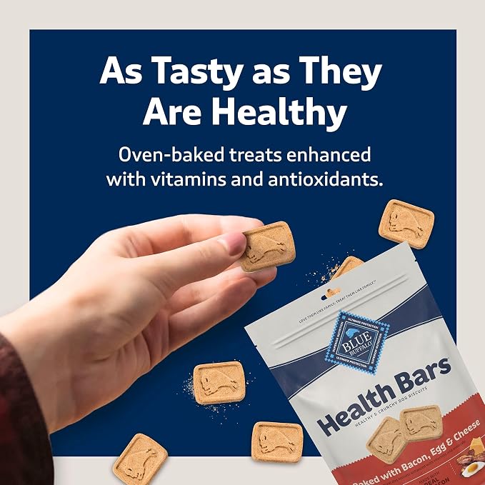 Blue Buffalo Health Bars Dog Biscuits Variety Pack (Bacon Egg Cheese, Apples & Yogurt, Pumpkin & Cinnamon) Healthy Dog Treats with No Artificial Flavors or Preservatives, 16 oz. Each (3 Bags)