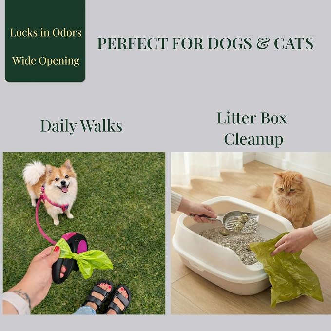 Dog Poop Bags — Unscented, Extra Thick 15 Micron Leak-Proof Pet Waste Bags, 120 Count (8 Rolls) 9 x 13 in Refill Rolls with Easy Tear-Off Perforation & Recyclable Core