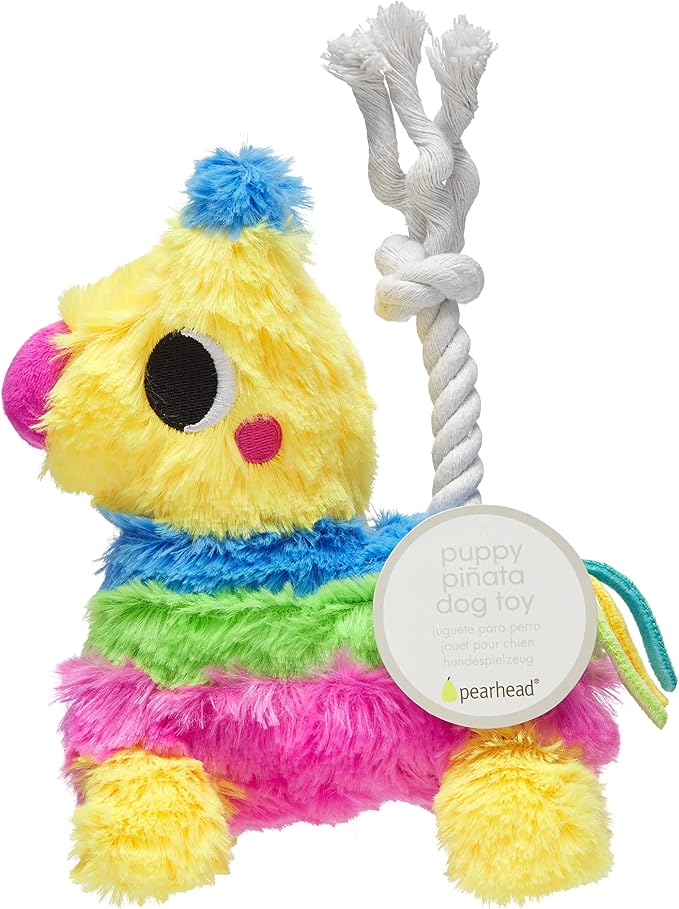 Pearhead Puppy Piñata Dog Toy, Cinco de Mayo Dog Toy with Rope Tug and Crinkle Plush, Interactive Chew Toy for Dogs, Everyday Play Gift