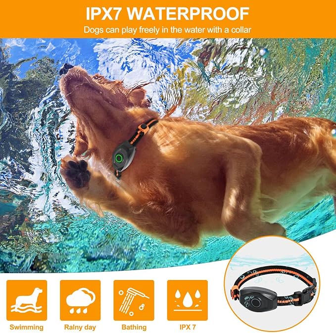 Dog Training Collar, IPX7 Waterproof Dog Training Collar with Remote Range 1300ft, 3 Training Modes, Beep, Static, Vibration, Rechargeable Electric Training Collar for Small Medium Large Dogs (Black)