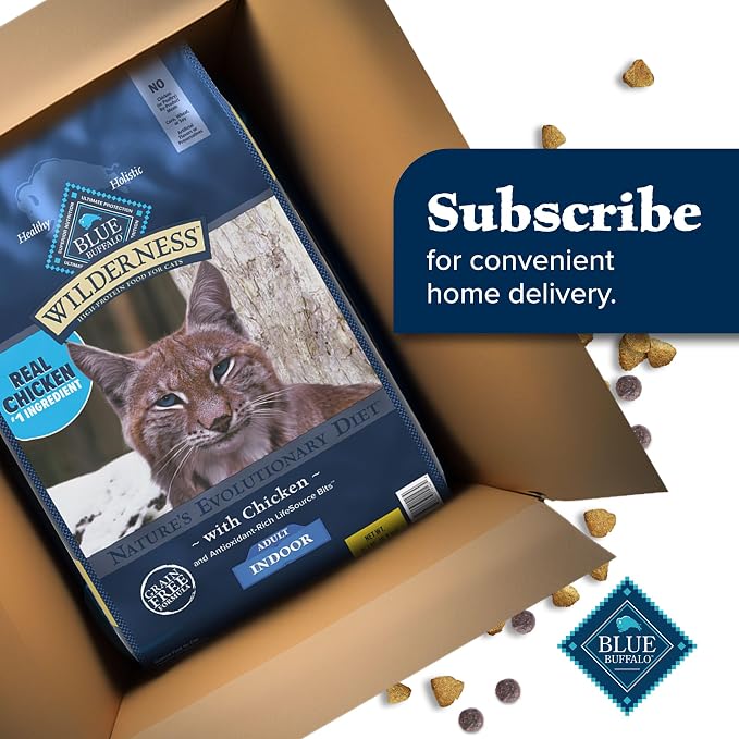 Blue Buffalo Wilderness Chicken Natural High-Protein Grain-Free Dry Food for Adult Indoor Cats, Real Chicken First, Antioxidant-Rich LifeSource Bits Support Immunity, Promotes Strong Muscles, 15 lbs.