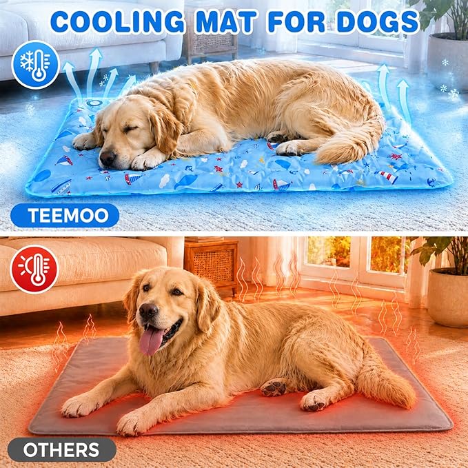 teemoo Dog Cooling Mat, 47.2" x 27.5" Cooling Mat for Large Dogs, Non-Toxic Gel, Cool Pet Pad, Cooling pad for Dog, Pet Cool Pad for Floors, Sofas, Kennels (XL)
