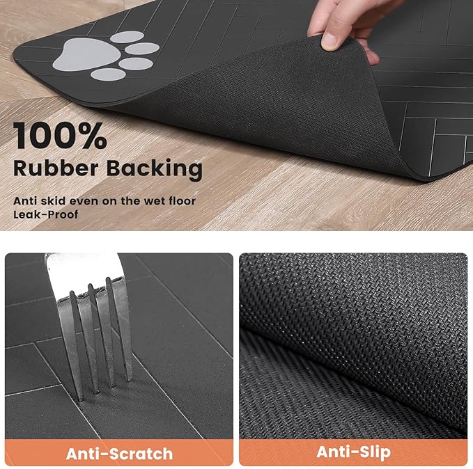 Pet Feeding Mat-Absorbent Pet Placemat for Food and Water Bowl, with Waterproof Rubber Backing, Quick Dry Water Dispenser Mat for Dog and Cat (32"x22", Coffee)