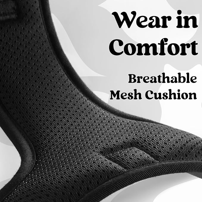 rabbitgoo Dog Harness Small Sized, No Pull Easy On & Off with 3 Buckles Pet Harness, Adjustable Soft Walking Vest with 2 Clips and Handle, Reflective for Small Dogs, Mountain Black, S