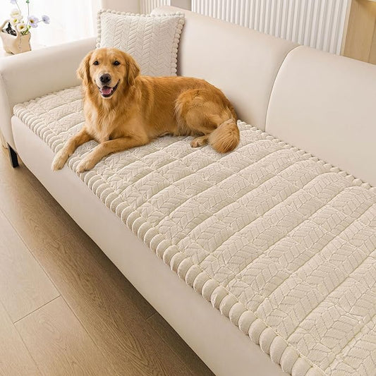 Smiry Couch Cover for Dogs, Non Slip Fuzzy Pet Sofa Covers Washable for 3 Cushion Couch, Soft Thick Furniture Protector for Cats Dogs, Against Fur, Dirt, Scratch Resistant (Apricot, 27.6"x88")