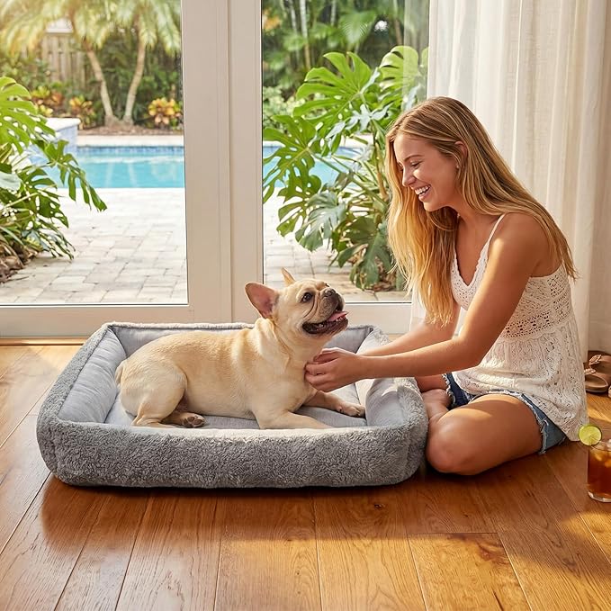 Cooling Dog Bed for Small Medium Dogs - Reversible Design (Ice‑Silk Cooling Layer | Sherpa Fleece Layer), Washable Dog Cooling Mat for Crates, Beds, Sofas 20" × 14"