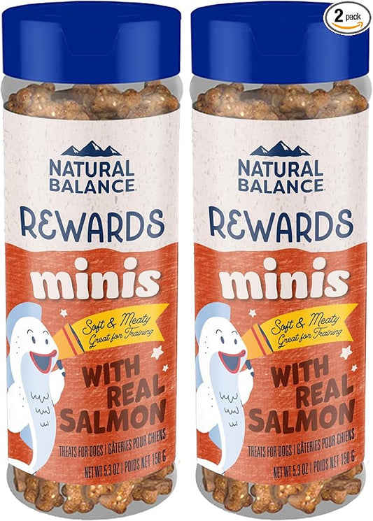 Natural Balance Limited Ingredient Mini-Rewards Salmon Grain-Free Dog Training Treats for Dogs | 5.3 Ounce Canister (Pack of 2)