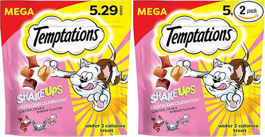 Temptations Cat Treats, Crustacean Celebration Flavor, 5.29 oz | Crunchy and Soft | Pack of 2 | ShakeUps