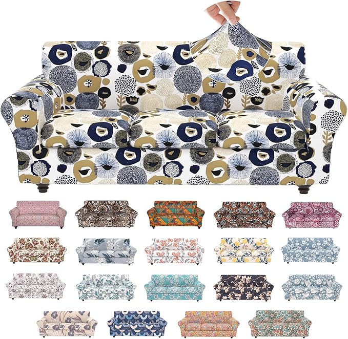 4 Piece Couch Cover Sofa Covers for 3 Cushion Couch Sofa,Stretch Furniture Protector Slipcover for Dogs with Individual Couch Cushion Covers,Washable Sofa Covers for Living Room