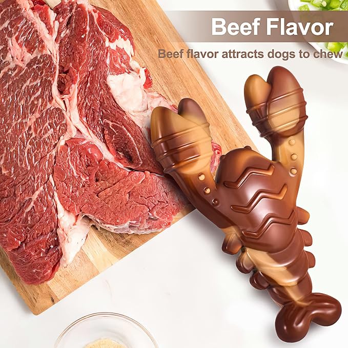 PETSTA Indestructible Dog Toys for Aggressive Chewers, Extreme Tough Dog Toys for Large Dogs, Real Beef Flavored, Dog Bone for Medium/Large Dogs Breed