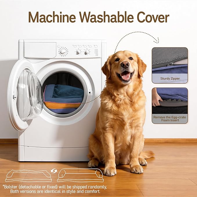 Comfort Expression Memory Foam Dog Bed for Large Medium Sized Dogs - Waterproof Orthopedic Pet Bed with Washable Removable Cover, Non-Slip Pet Sofa Couch, 36 x 27