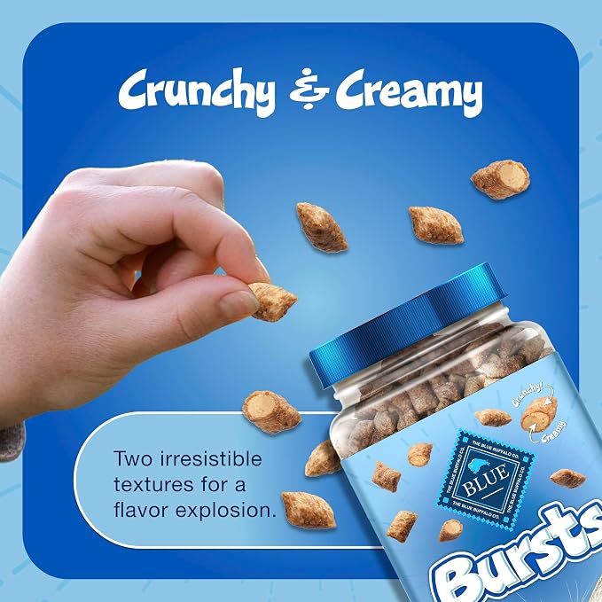 Blue Buffalo Bursts Paw-Lickin' Chicken Crunchy & Creamy Cat Treats, Great for Training, Made with Real Chicken, Natural Cat Treats Enhanced with Vitamins, Minerals & Other Nutrients, 5 oz.
