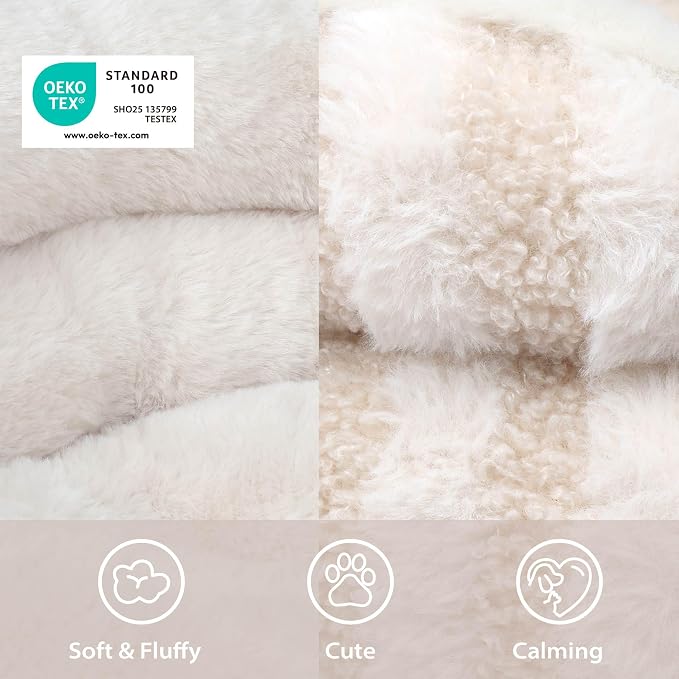 Cat Bed Puppy Bed - Washable Round Cat Beds for Indoor Cats, Soft Corduroy Fleece Pet Bed for Kitten and Samll Dog with Removable Double Sided Inner Cousion, 26", Beige