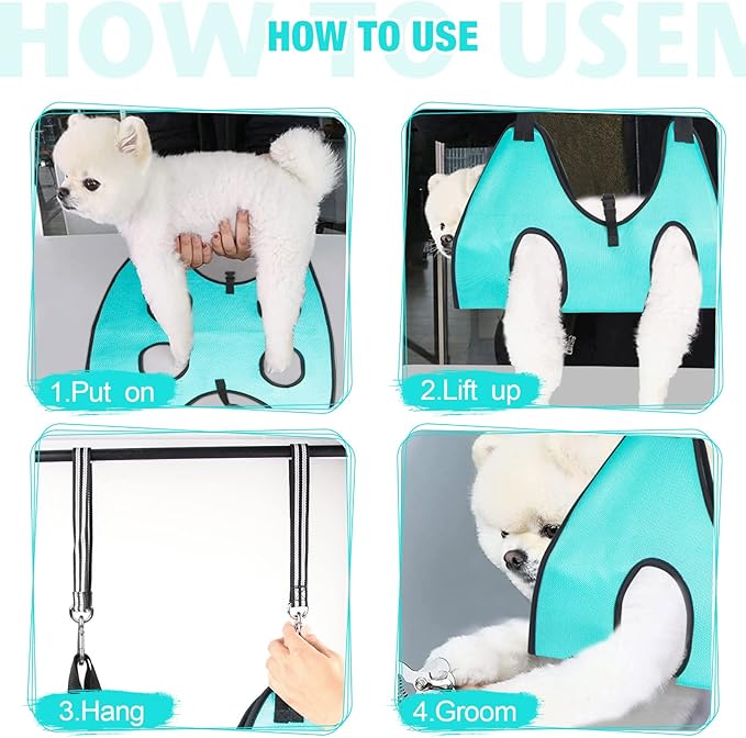 ATESON Dog Grooming Hammock - Upgrade Pet Grooming Harness for Nail Trimming (L 50lb), Dog Sling for Nail Clipping, Dog Hanging Holder Hanger for Cutting Nail with Nail Clippers