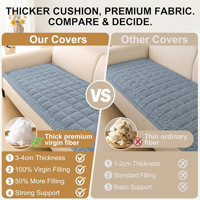 Smiry Couch Cover for Dogs, Non Slip Fuzzy Pet Sofa Covers Washable for 2-3 Cushion Couch, Soft Thick Furniture Protector for Cats Dogs, Against Fur, Dirt, Scratch Resistant (Haze Blue, 27.6"x59")