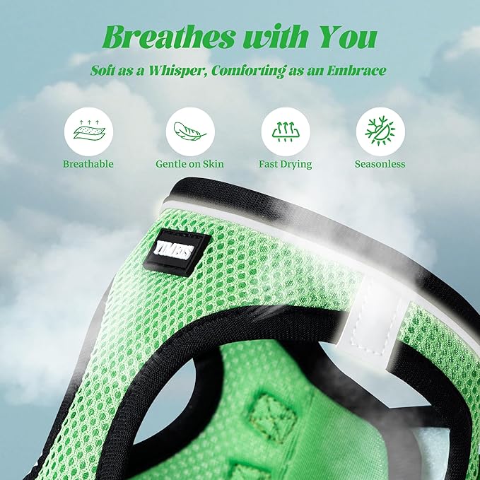 YIMEIS Dog Harness and Leash Set, No Pull Soft Mesh Pet Harness, Reflective Adjustable Puppy Vest for Small Medium Large Dogs, Cats (Grass Green, Medium (Pack of 1)