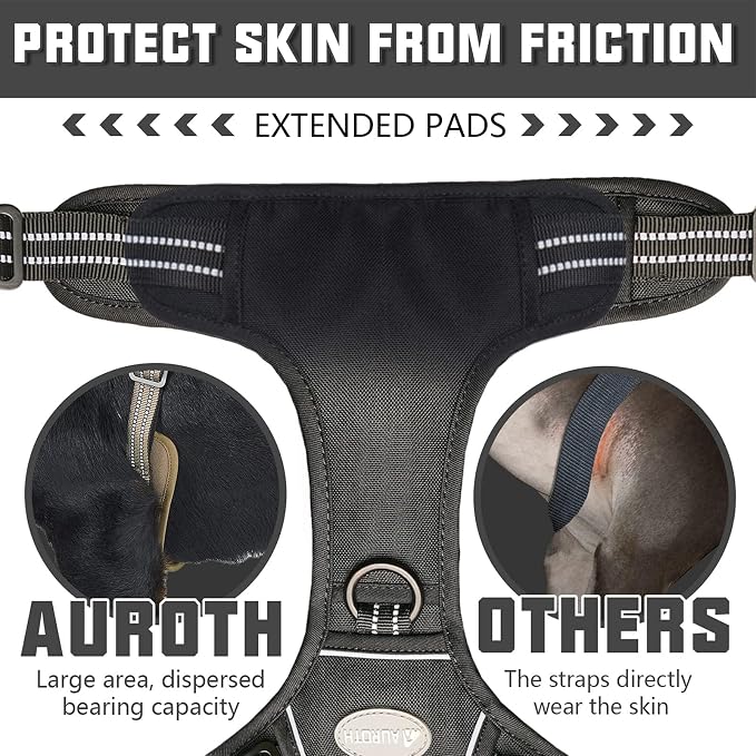 Auroth Tactical Dog Harness for Small Medium Dogs No Pull Adjustable Pet Harness Reflective K9 Working Training Easy Control Pet Vest Military Service Dog Harnesses Black S