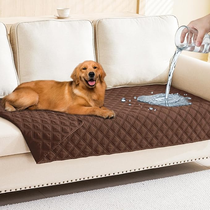 Smiry Waterproof Dog Bed Cover Pet Blanket, Soft Washable Dog Blanket for Furniture Bed Couch Sofa Reversible, Checkered (30"x70", Brown/Brown)