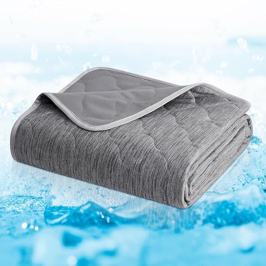 Cozy Bliss Deluxe Leakproof Cooling Blanket for Dogs Q-Max 0.5, Sofa Topper & Couch Protector for Pet, Soft & Durable Washable Pet Cooling Mat for Hot Weather, Charcoal Grey, 30"x70"