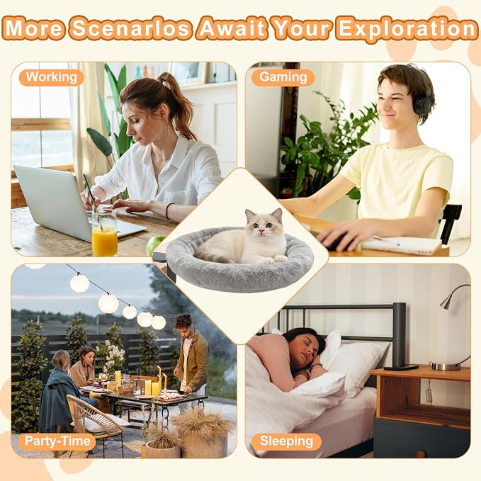 Cat Desk Bed - Ergonomic cat Desk Perch Clamp for Remote Workers - Quality Desktop Suspended Cat's Bed- Rotating Cats Hammock Desk with Removable Cover, Cat Bed Hold UP to 50LBS, Gray