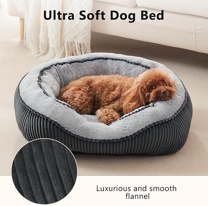 Dog Beds for Small Medium Large Dogs & Cats. Washable Pet Bed, Orthopedic Dog Sofa Bed, Soft Calming Sleeping Warming Puppy Bed (Grey, Medium-(25’’x 21’’x 8’’))