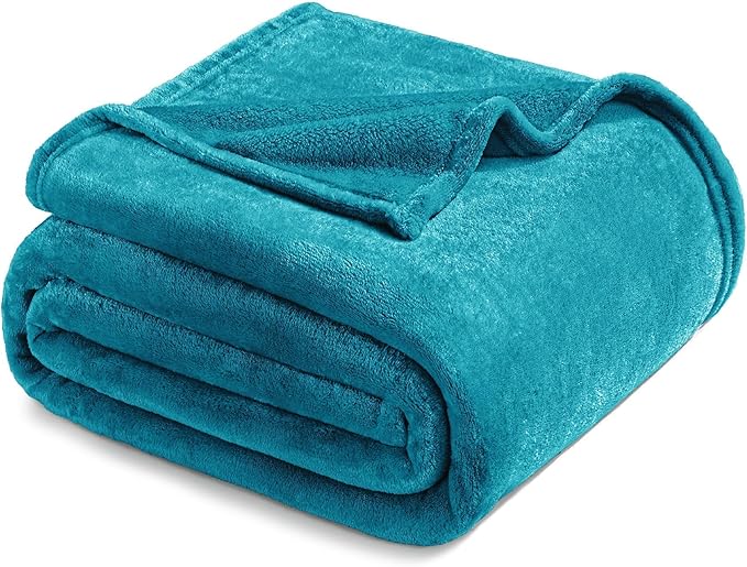 Exclusivo Mezcla Fleece Blanket Twin Size for Bed, Super Soft and Warm, All Season, Cozy, Plush, Lightweight, 90x66 Inches, Teal