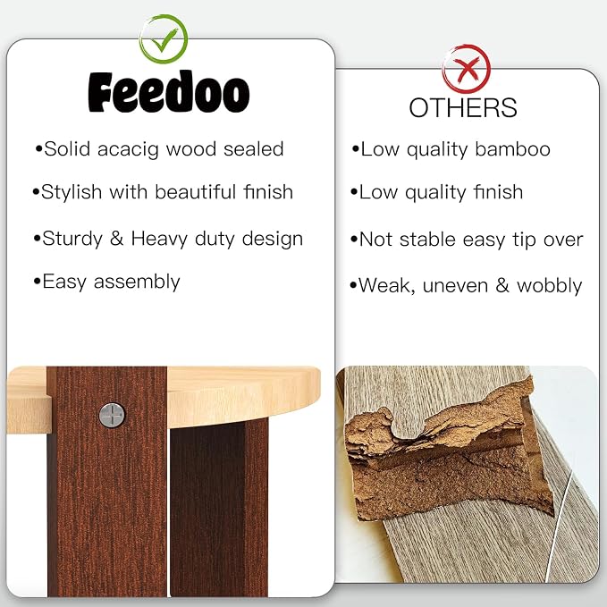 Elevated Dog Bowl Stand, 4'' Height Raised Stand for Small Dogs, Includes 1Cup Stainless Steel Slow Feeder Dog Bowl, Durable Solid Hardwood