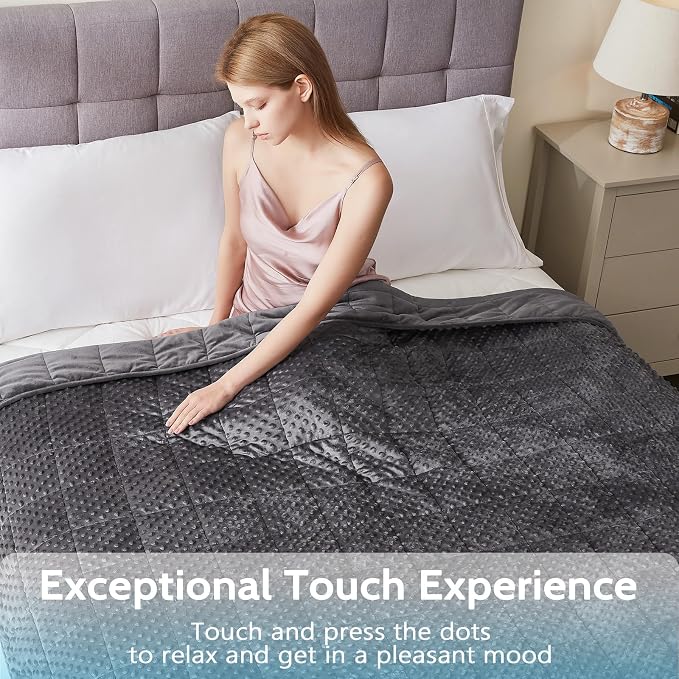 L'AGRATY Weighted Blanket - 36"x48" 3lbs Minky Dots Heavy Blanket with Glass Beads Soft Breathable for All-Season Summer Fall Winter Thick Comfort for Sleeping