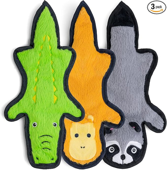 SHARLOVY No Stuffing Dog Toys Crinkle Squeaky, Long Lasting Chews for Aggressive, Durable Plush Dog Puppy Chew Toys for Teething, with 6 Tough Layers for Small Medium Large Breed