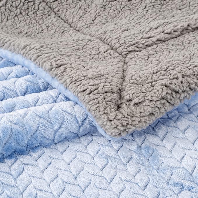 Fuzzy Blanket or Fluffy Blanket for Baby Girl or boy, Soft Warm Cozy Coral Fleece Toddler, Infant or Newborn Receiving Blanket for Crib, Stroller, Travel, Outdoor, Decorative (32" x 40", MD-Sky Blue)