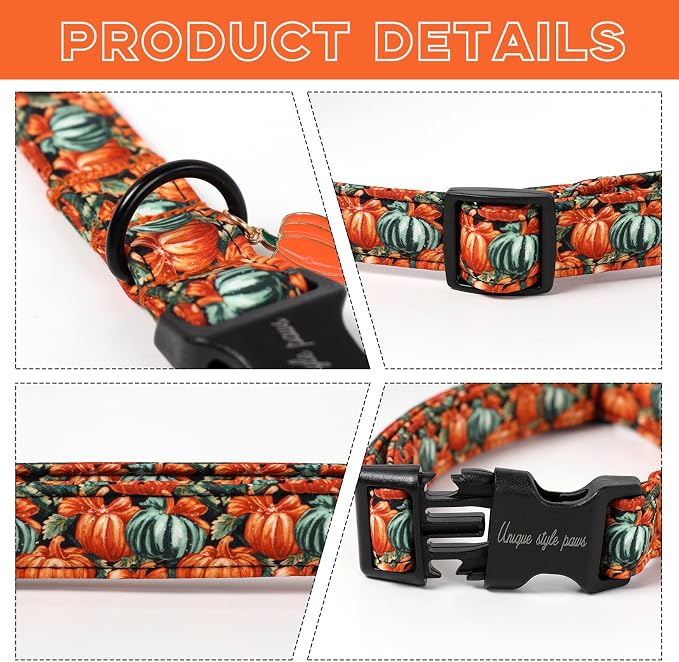 Unique style paws Dog Collar Plastic Buckle with Pendant Halloween Oil Painting Pumpkin Party Puppy Collars for Small Medium Large Boys Girls Dogs