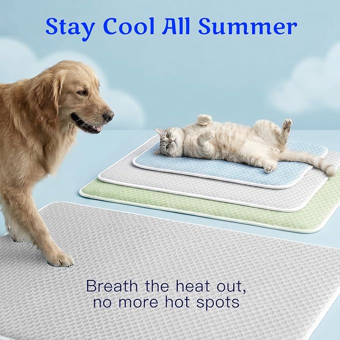 Mora Pets Dog Cooling Mat Instant Self Cooling Pad for Dogs & Cats Breathable Washable Summer Pet Cool Mat Indoor Outdoor, Cold Blanket for Floor Crate Car Travel Use Non Slip XLarge 48 x 30 inch Grey