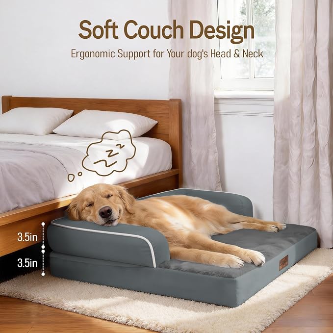 Comfort Expression Memory Foam Large Dog Bed - Waterproof Orthopedic Dog Beds with Washable Removable Cover Pet Sofa Couch, 36 x 27
