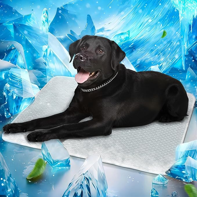 Mora Pets Dog Cooling Mat Instant Self Cooling Pad for Dogs & Cats Breathable Washable Summer Pet Cool Mat Indoor Outdoor, Cold Blanket for Floor Crate Car Travel Use Non Slip XLarge 48 x 30 inch Grey