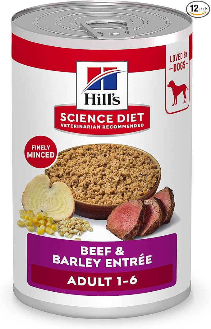 Hill's Science Diet Adult 1-6 Wet Dog Food, Beef & Barley, 13 oz. Cans, 12-Pack