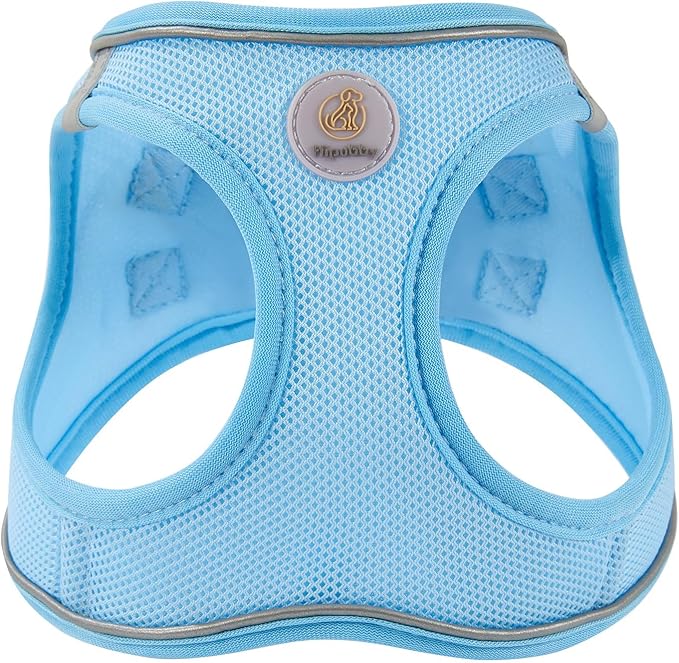 Hipubby Dog Harness and Leash Set, No Pull Soft Mesh Puppy Harness for Small Medium Dogs, Cats - Step in Reflective Breathable Lightweight Vest Harness for Walking, Training - Blue, M