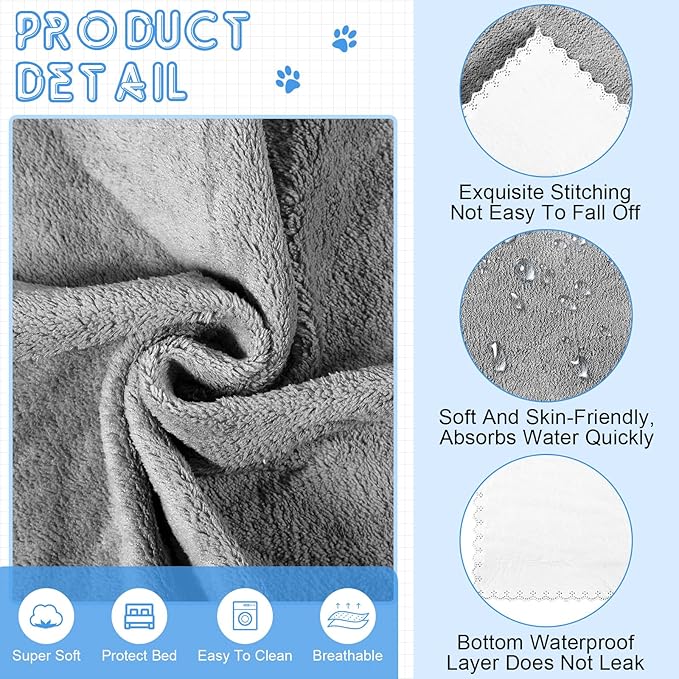 SmoothNovelty 5 Pcs Waterproof Guinea Pig Blankets Washable Small Animal Pee Pad Pet Blanket Sleep Bedding Mats Absorbent Guinea Pig Cage Liner Reusable Pet Sleep Pad(Gray,18" X 24",Classic)