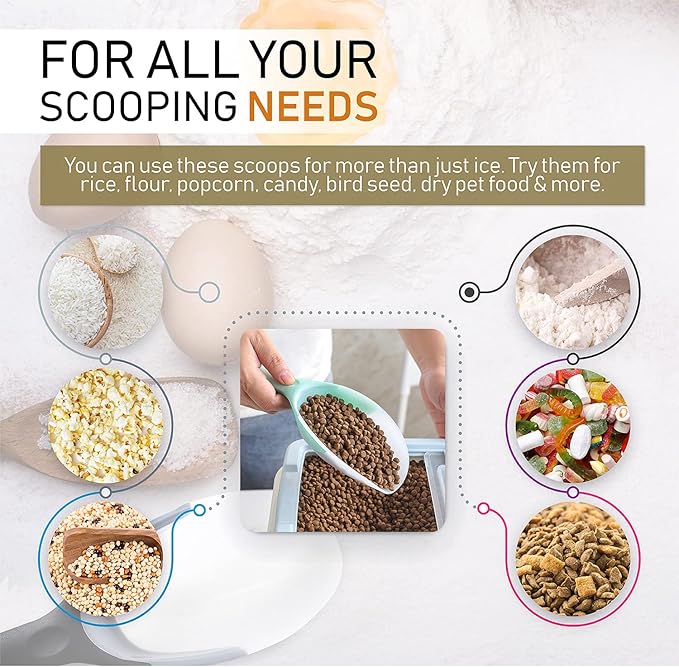 Spring Chef Dog Food Scoop, Contoured Translucent Flexi-Plastic Pet Food Scooper with Soft Grip Handle, Kitchen Magnetic Ice Scoop for Freezer, Ice Machine, Popcorn, Flour, Coffee Bean - Mint