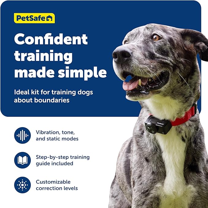 PetSafe Original Wireless Electric Fence for Dogs, Portable for Travel Covers Up to 1/2 Acre, Waterproof Collar for Pets 8lb+ with Tone/Static (Gray), from the Parent Company of Invisible Fence Brand