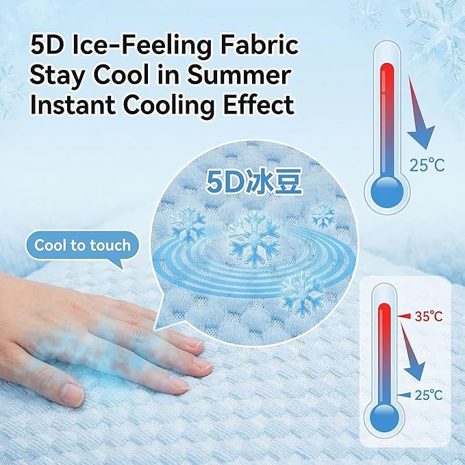 Cooling Dog Bed Cat Bed for Small Medium Large Dogs & Cats, Washable Pet Sofa Bed with 5D Breathable Fabric, Orthopedic Calming Bolster Bed, High-Resilience PP Cotton Blue 35.4"x21.7"x9.8"