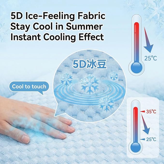 Cooling Dog Bed Cat Bed, Washable Pet Sofa Bed with 5D Breathable Fabric, Orthopedic Calming Bolster Bed for Small Medium Large Dogs & Cats, High-Resilience PP Cotton Blue 21.7"x15.7"x9.8"