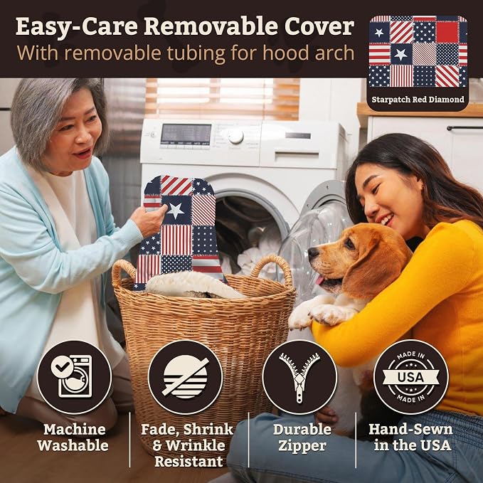 Snoozer Rectangle Cozy Cave Dog Bed - Indoor Dog Bed with Cover Cave, Covered Calming Burrow for Medium & Large Sized Pets with Blanket Attached, Enclosed, Washable Cover -Large, Starpatch Red Diamond