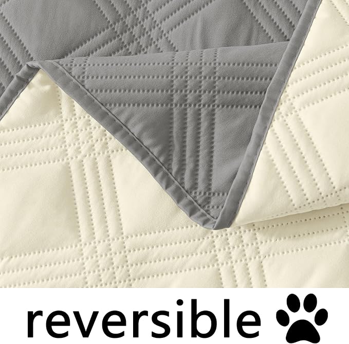 hyha Waterproof Dog Blanket, Reversible Pet Bed Blanket, Soft Sofa Couch Cover for Dogs Washable, Waterproof Pet Couch Covers for Sofa Puppy Cats Furniture Protector(52"x82", Grey/Beige)
