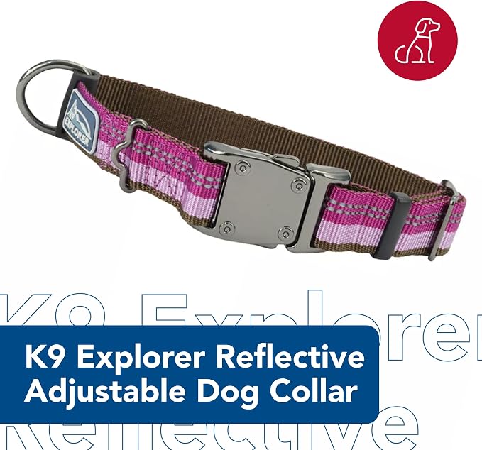 Coastal Pet K9 Explorer Reflective Adjustable Dog Collar - Comfortable Collar for the Outdoors - Durable, Lightweight Accessory with Side-Release Buckle - Orchid, 5/8" x 8-12"