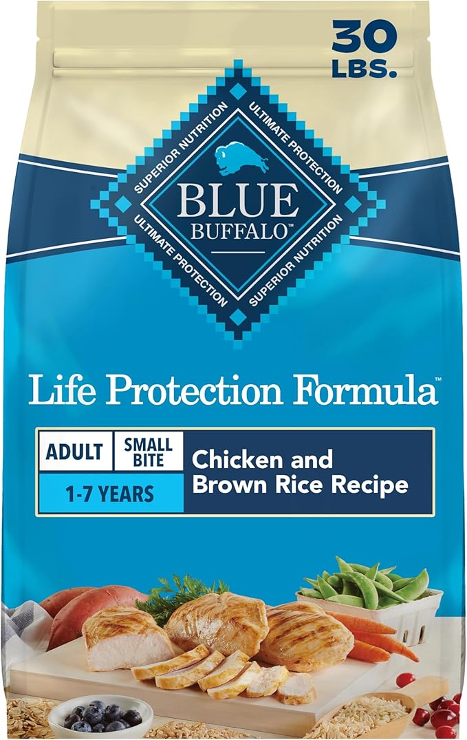 Blue Buffalo Life Protection Formula Chicken & Brown Rice Small Bite Adult Dry Dog Food, Supports Immunity with Antioxidant-Rich LifeSource Bits, Promotes Healthy Muscles, Skin & Coat Health, 30 lbs.