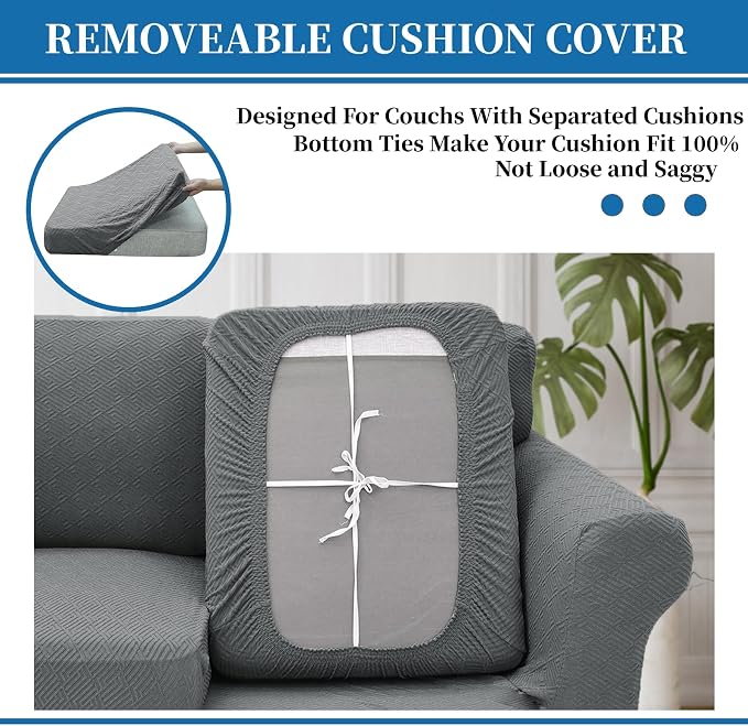 XINEAGE 2026 New 3 Pieces Couch Covers for 2 Cushion Sofa Super Stretch Loveseat Slipcover Pet Dog Universal Slip Cover Anti Slip Love Seat Furniture Protector (Light Gray, 55"-69")