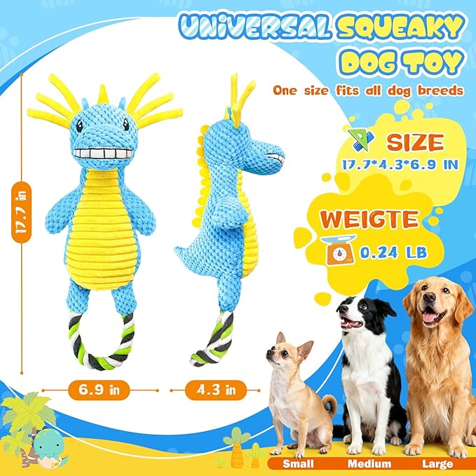 Fuufome Squeaky Dog Toys for Large Dogs： Durable Large Dog Toys for Medium and Small Breeds -Plush Pet Toys to Keep Dogs Busy