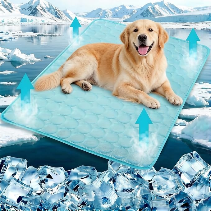 Dog Cooling Mat 39"x59" Q-Max>0.4, Absorbent & Pressure-Activated Self-Cooling, Non-Slip Scratch Resistant, Washable Cooling Mat for Dogs, Cooling Pad for Dog Bed Mats for Car Crate Patio Outdoor