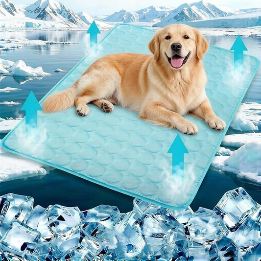 Dog Cooling Mat 39"x59" Q-Max>0.4, Absorbent & Pressure-Activated Self-Cooling, Non-Slip Scratch Resistant, Washable Cooling Mat for Dogs, Cooling Pad for Dog Bed Mats for Car Crate Patio Outdoor